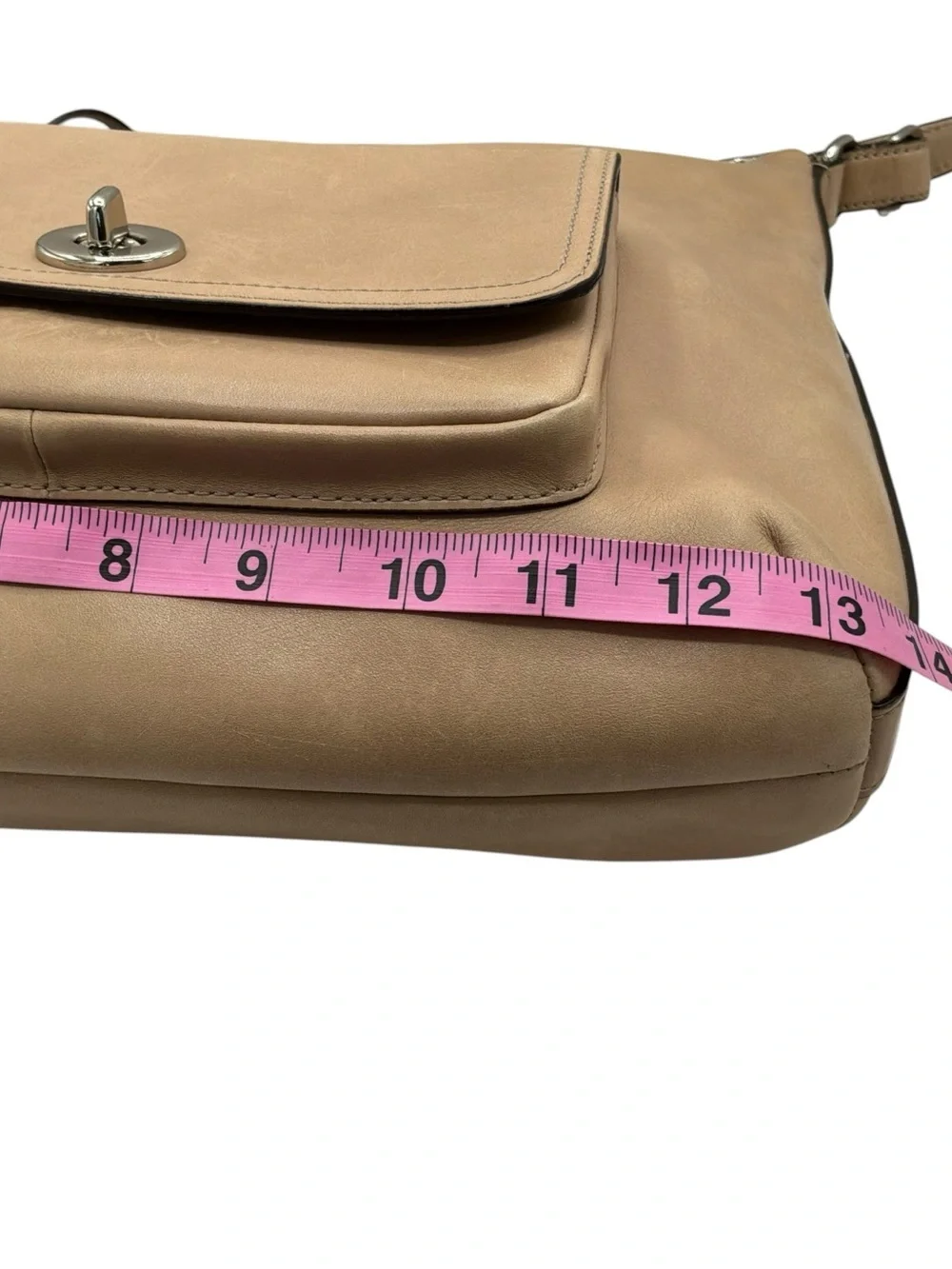 Coach Legacy Courtenay Hobo Tan Leather Shoulder Bag with Front Turnlock Pocket